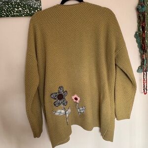 Olive Floral Knit Cardigan